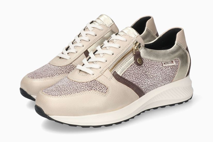 MEPHISTO KIM | Damen Sneaker Beige Leder Knitter-effekt
