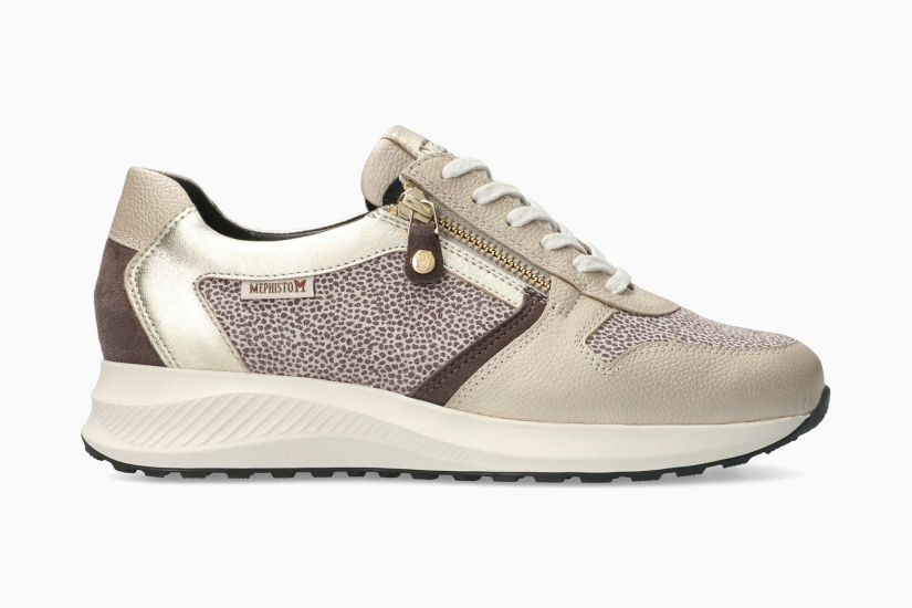 MEPHISTO KIM | Damen Sneaker Beige Leder Knitter-effekt