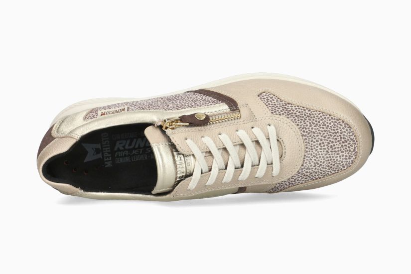 MEPHISTO KIM | Damen Sneaker Beige Leder Knitter-effekt