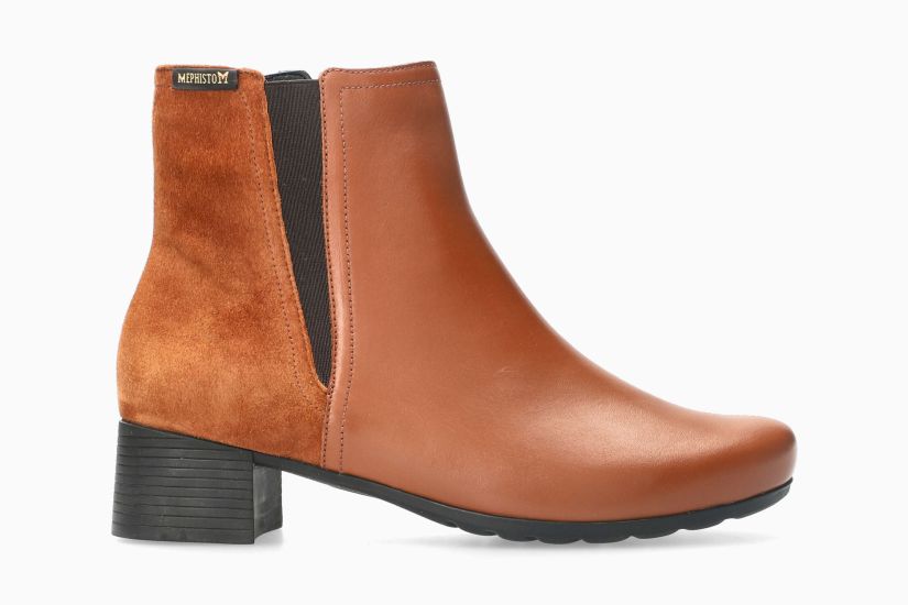MEPHISTO GENNIFER | Mujer Botas De Tacon Marron Cuero Liso