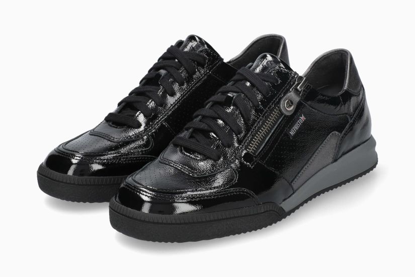 MEPHISTO WALIE | Mujer Sneaker Negro Cuero Barniz