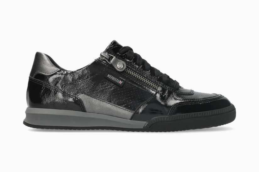 MEPHISTO WALIE | Mujer Sneaker Negro Cuero Barniz