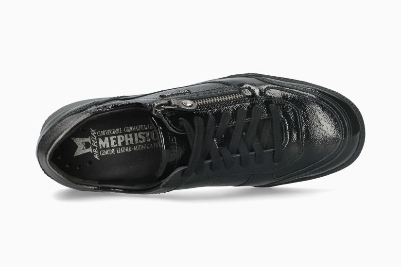 MEPHISTO WALIE | Mujer Sneaker Negro Cuero Barniz