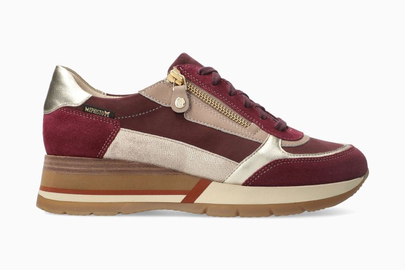 MEPHISTO TIZIANA | Vrouwen Sneaker Donkerrood Leer Nubuck