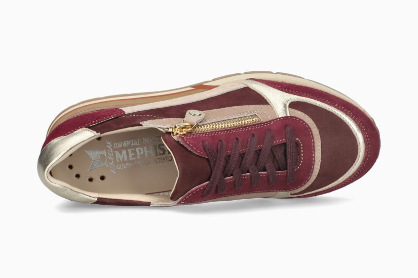 MEPHISTO TIZIANA | Vrouwen Sneaker Donkerrood Leer Nubuck