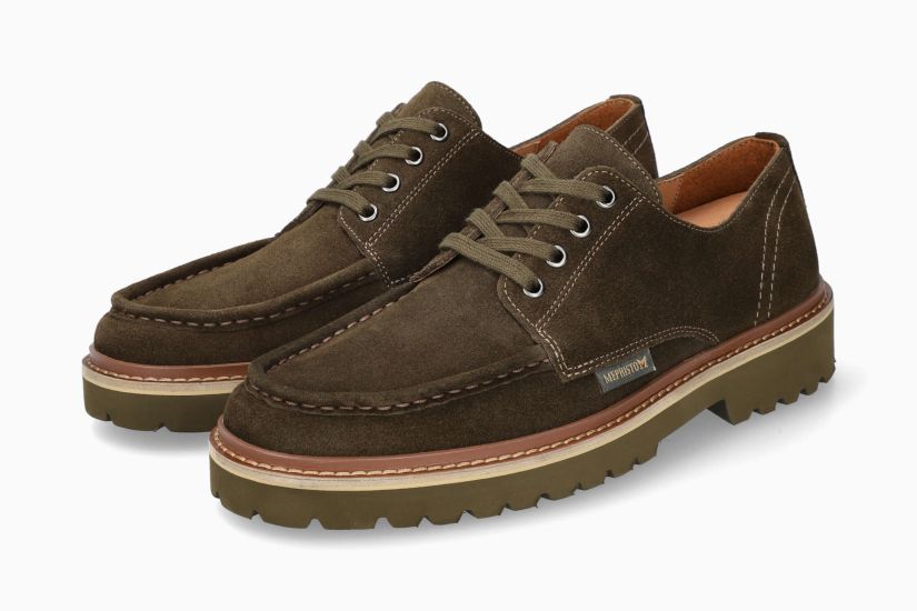 MEPHISTO ALESSANDRO | Men Business Shoes Green Leather Velvet