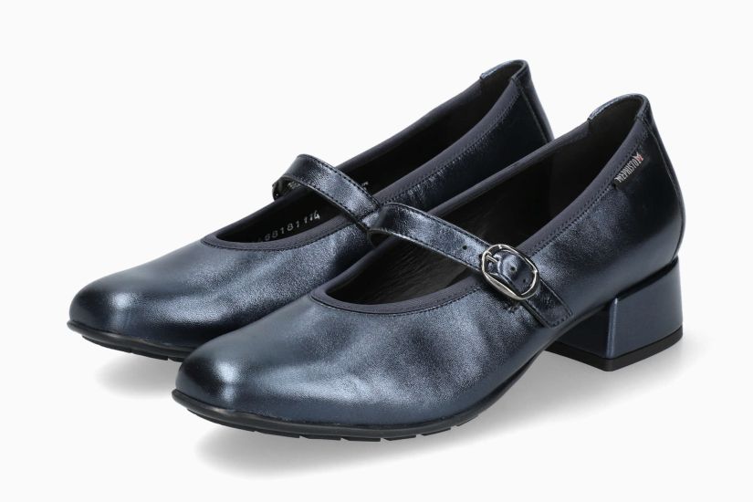 MEPHISTO JOSELINA | Mujer Bailarinas Azul Cuero Metalico