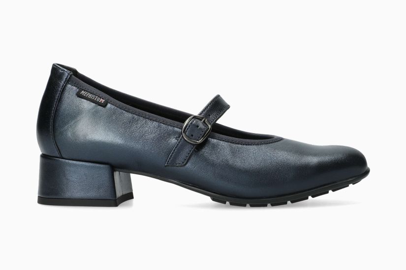 MEPHISTO JOSELINA | Mujer Bailarinas Azul Cuero Metalico