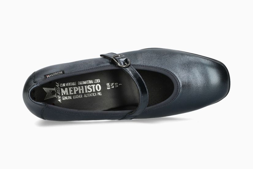 MEPHISTO JOSELINA | Mujer Bailarinas Azul Cuero Metalico
