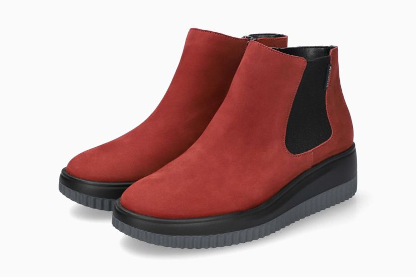 MEPHISTO BIONDA | Mujer Bota Rojo Oscuro Cuero Nubuck