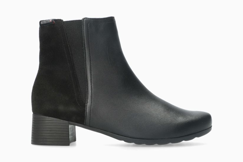 MEPHISTO GENNIFER | Mujer Botas De Tacon Negro Cuero Liso