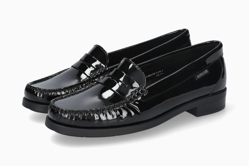 MEPHISTO NEDA | Mujer Mocasines Negro Cuero Barniz