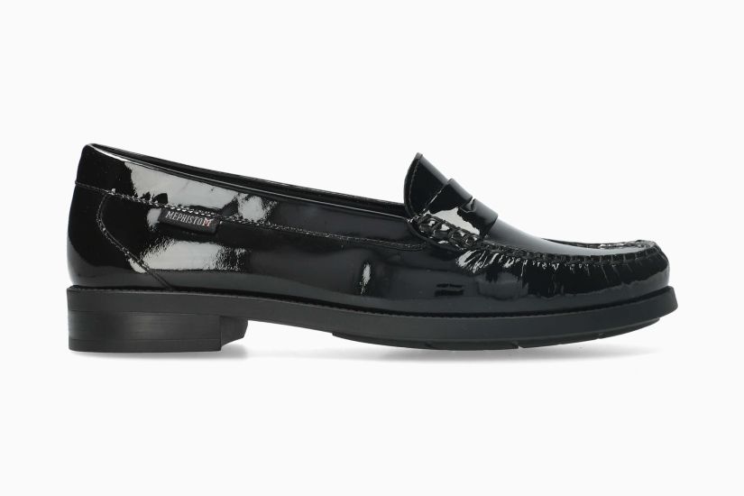 MEPHISTO NEDA | Mujer Mocasines Negro Cuero Barniz