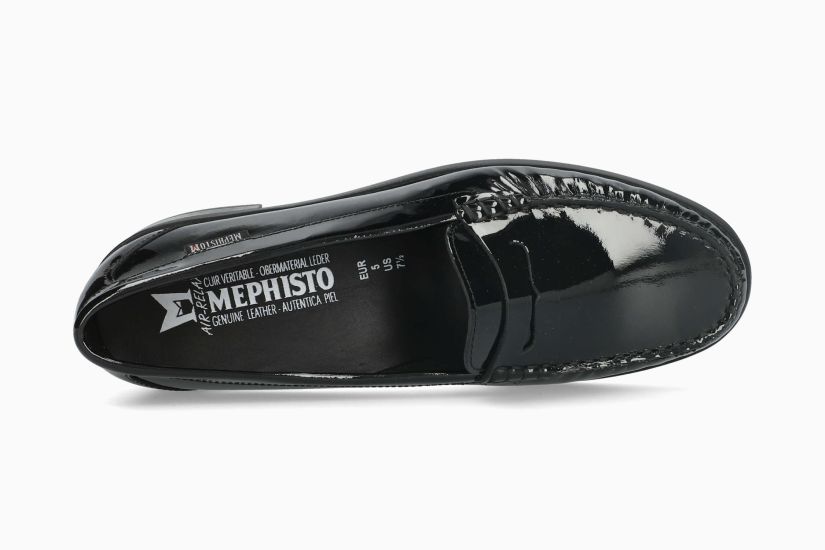 MEPHISTO NEDA | Mujer Mocasines Negro Cuero Barniz