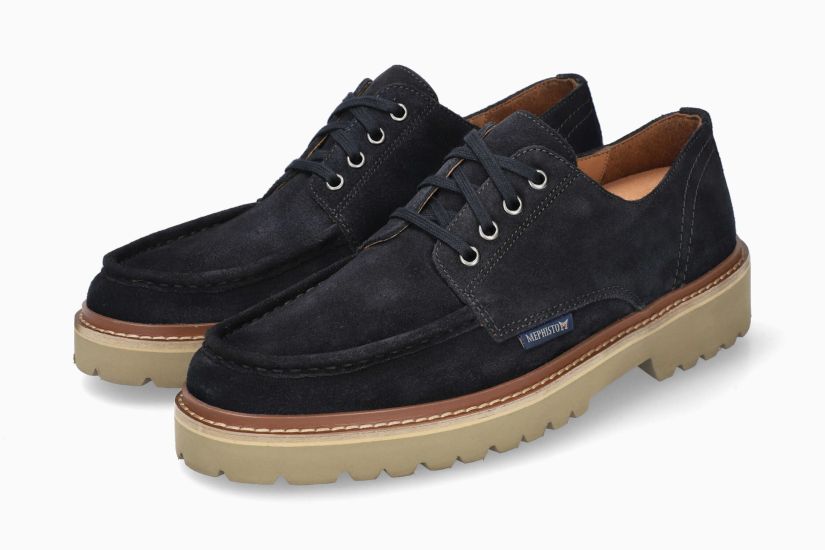 MEPHISTO ALESSANDRO | Men Business Shoes Blue Leather Velvet