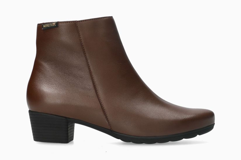MEPHISTO IOLA | Mujer Botas De Tacon Marron Cuero Liso