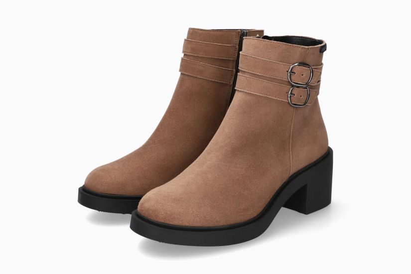 MEPHISTO PAISLEY | Mujer Botas De Tacon Marron Cuero Terciopelo