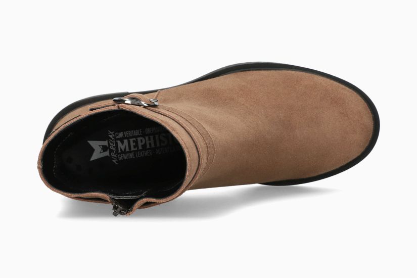 MEPHISTO PAISLEY | Mujer Botas De Tacon Marron Cuero Terciopelo