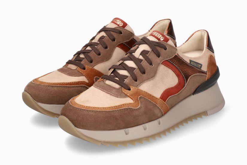 MEPHISTO ANGIE | Vrouwen Sneaker Kastanjebruin Leer Velouwen