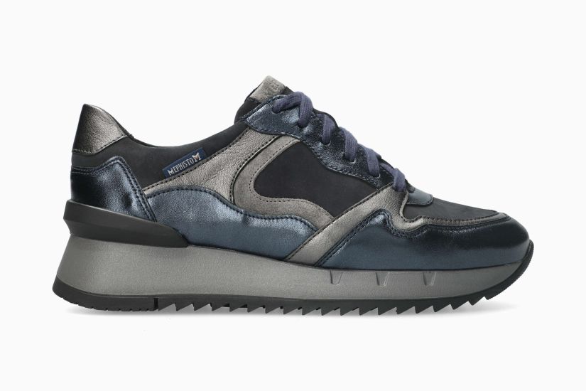 MEPHISTO ANGIE | Vrouwen Sneaker Blauw Leer Metallise