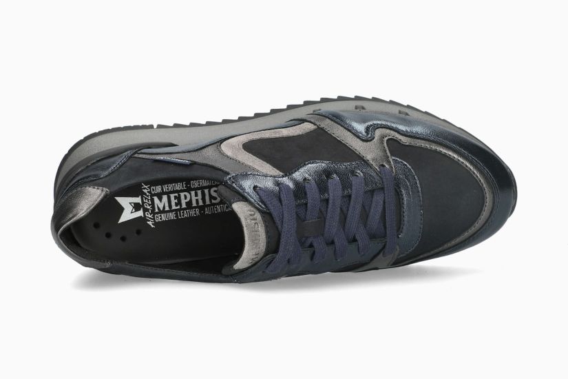 MEPHISTO ANGIE | Vrouwen Sneaker Blauw Leer Metallise