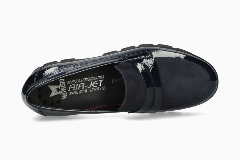 MEPHISTO CARIMA | Mujer Mocasines Azul Cuero Barniz